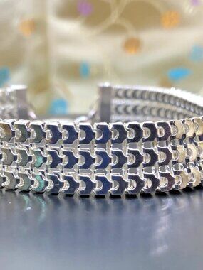 925 Sterling Silver Mesh 1/2" x 7.5" long Bracelet. SPARKLER!!! 17+g